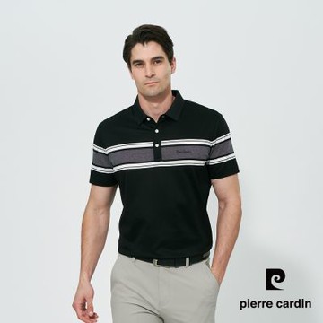 pierre cardin 皮爾卡登 男款 抗菌定位條短袖polo衫-黑色(5257225-99)