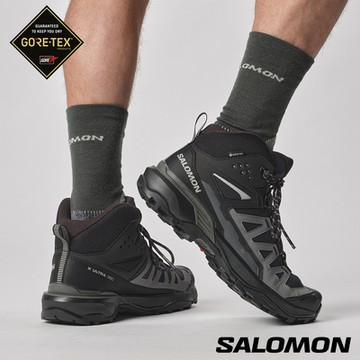 Salomon 男 X ULTRA 360 Goretex 中筒登山鞋 黑/磁灰/藍灰