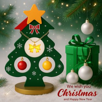 【TLH】聖誕節禮物 黃金墜項鍊 純金999 聖誕金願樹 約重0.05錢±0.01