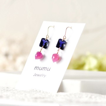 紅茜之音 堇青石與紅寶石閃耀耳環