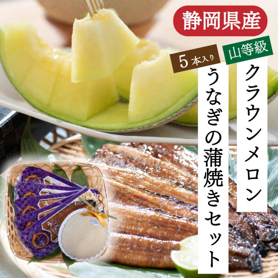 送料無料 産地直送 クラウンメロン 上(山等級)1玉×うなぎ蒲焼 5本 静岡クラウンメロン 浜名湖産 贈りもの うなぎの蒲焼 静岡県産 マスクメロン ギフト 贈答