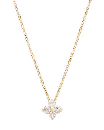 Bloomingdale's Fine Collection Diamond Flower Pendant Necklace in 14K Yellow Gold, 0.25 ct. t. w.