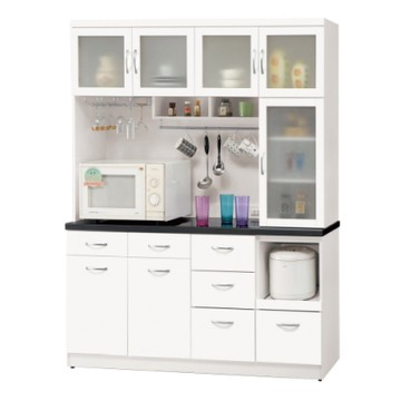 文創集 史莉尼白5.2尺雲紋石面餐櫃/收納櫃組合(上＋下座)-157.2x46.3x197cm免組