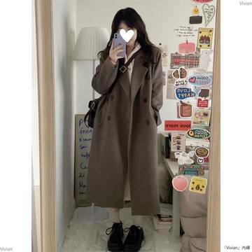 今年流行毛呢外套女中長款爆款秋冬高級感赫本風西裝大衣