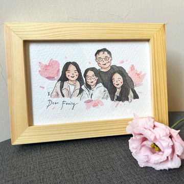 簡單水彩似顏繪 / 4人 / 客製人像畫