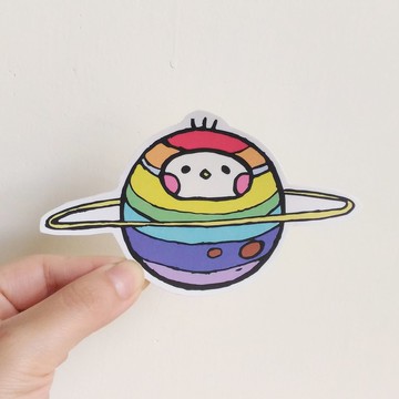 Rainbow 彩虹 星球 插畫貼紙 3件組