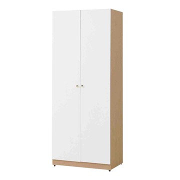 文創集 愛坦雙色2.5尺二門雙吊衣櫃-76x57x197cm免組