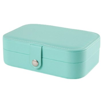 PU皮革雙層首飾收納盒/旅行便攜珠寶盒 16 x 11.5 x 5cm  淺綠色  1個