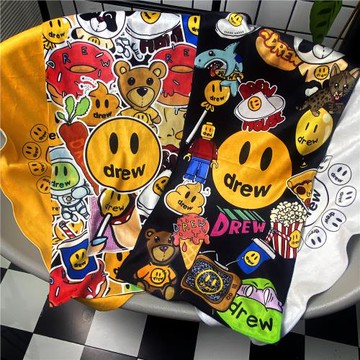 潮牌毛巾浴巾健身擦汗巾擦頭笑臉INS港風干發瑜伽墊鋪沙發DREW