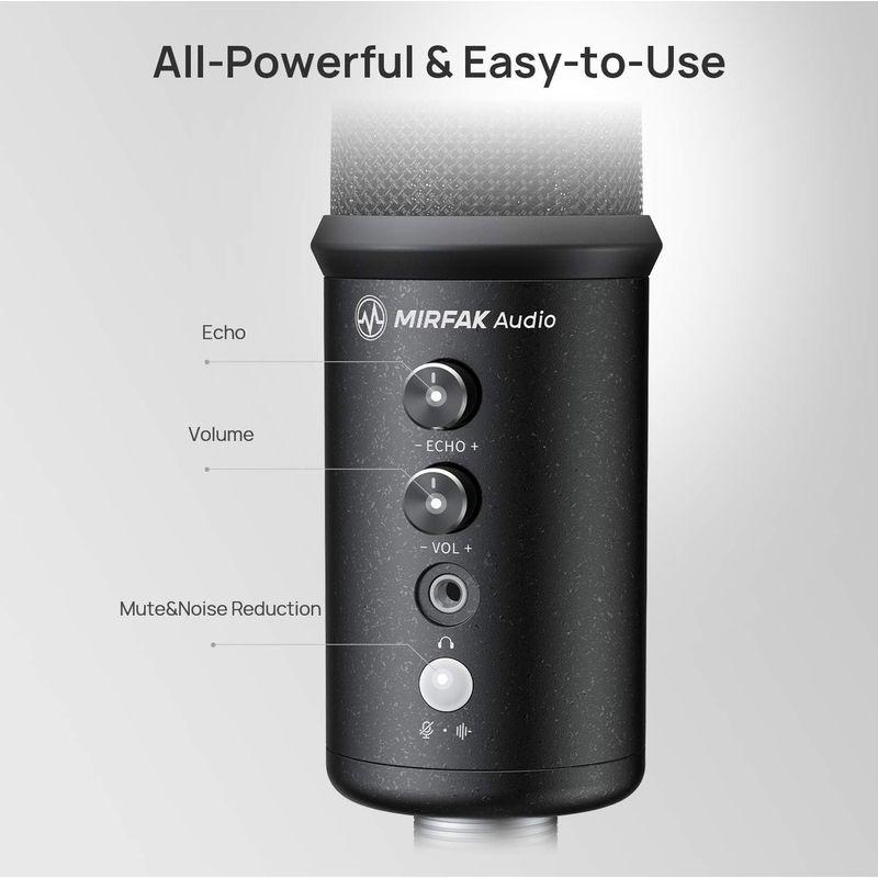 MIRFAK TU1 Pro Kit マイク コンデンサーマイク 金属製 USBマイク マイクスタンド ライブ配信 ハート指向性 WINDO