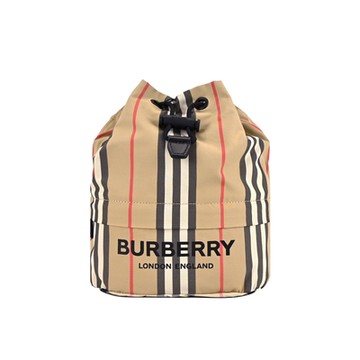 BURBERRY 巴寶莉  Femininity系列經典LOGO ECONYL再生尼龍束口手拿包(卡其)