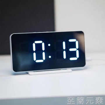 超薄大屏幕LED鏡面掛牆時鐘USB插電光感學生床頭臥室數字貪睡鬧鈴 99購物節