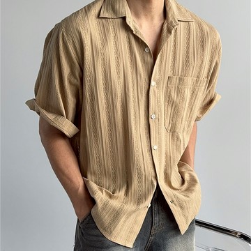 正韓夏日透氣獨特菱格網短袖襯衫 3色 YUPPIE 預購商品 0505