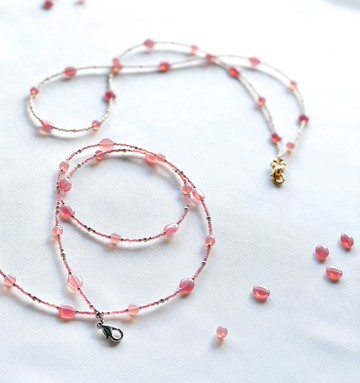 櫻花花瓣 串珠眼鏡掛繩 項鍊 口罩掛繩【可選2種款式】