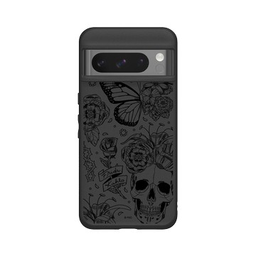 Pixel 8 Pro SolidSuit 黑 - Frida Kahlo - 花骨骷顱頭（素描）