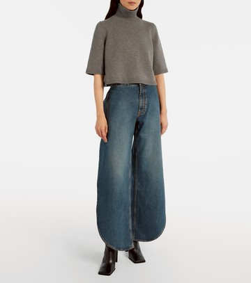 Alaïa Cropped cashmere-blend turtleneck top