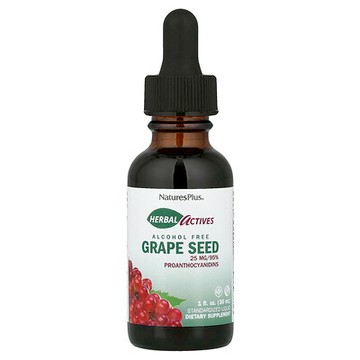 NaturesPlus, 草本活性成分，葡萄籽，無乙醇，25 毫克，1 液量盎司（30 毫升）