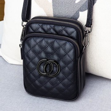 三層真皮小包包2025新款潮時尚菱格手機包女斜挎單肩跑步手機腰包