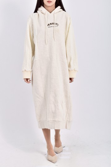 (M) chapter質感棉質純棉針織杏色洋裝