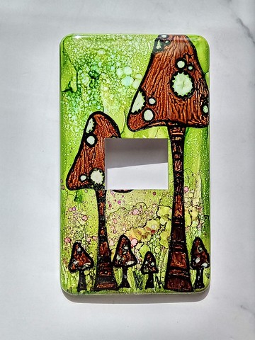 彩繪開關蓋板,民宿佈置/居家裝潢/蘑菇單孔開關蓋板
