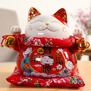 招財貓擺件大號日式陶瓷發財貓存錢罐店鋪開業家居創意禮品儲蓄罐 摩可美家