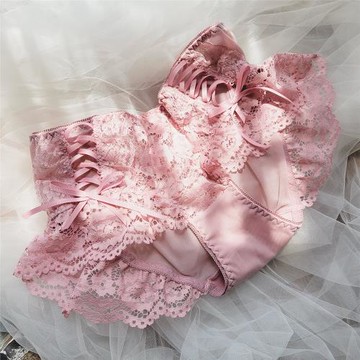 中高腰內褲女士系帶性感蕾絲底褲頭收腹薄款純棉襠抗菌透氣三角褲