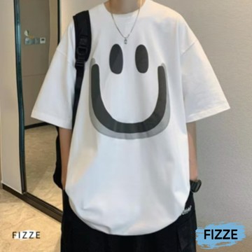 潮牌情侶必備笑臉印花T恤 原宿風短T恤男 男生上衣 男女衣著 韓版短袖港風短袖T恤 ATXB618【FIZZE】