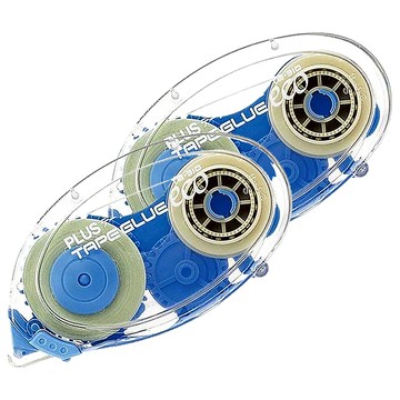 PLUS 普樂士 捲軸式雙面膠帶 正帶 10m x 8.4mm TG-310  透明色 + 藍色  2個