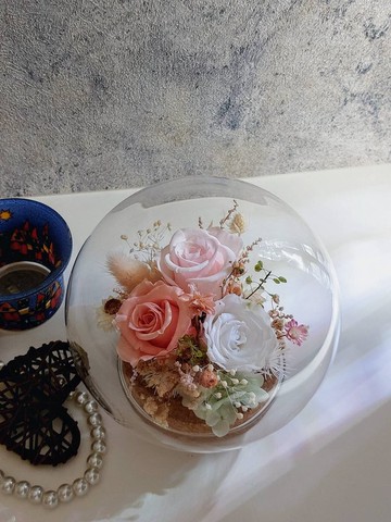 夢幻花園 永生花玻璃罩.花盅 祝賀花禮 生日.情人節.母親節.畢業