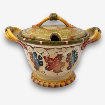 義大利手工陶-TDC義式葡萄園 雙耳有蓋碗 / 湯碗 20x15cm