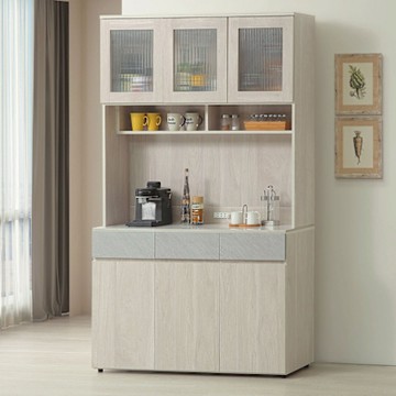 文創集 莫加森4尺岩板三抽高餐櫃組合-120x40x202cm免組