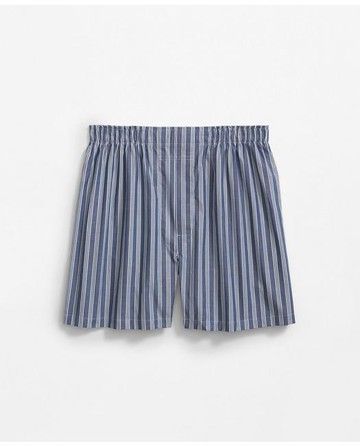 Brooks Brothers Men's Cotton Broadcloth Striped Boxers | Mazarine Blue | Size Medium