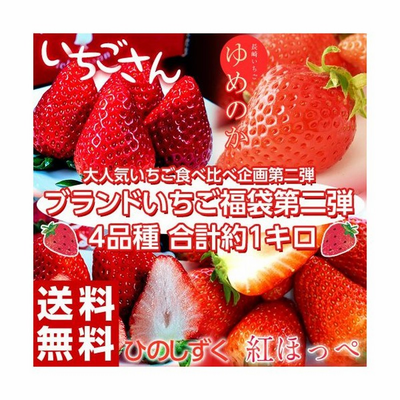 いちご イチゴ 苺 ブランドいちご福袋 第二弾 4品種 合計約1キロ 佐賀県産 いちごさん 長崎県 ゆめのか 熊本県 ひのしずく 静岡県 紅ほっぺ 送料無料 通販 Lineポイント最大0 5 Get Lineショッピング