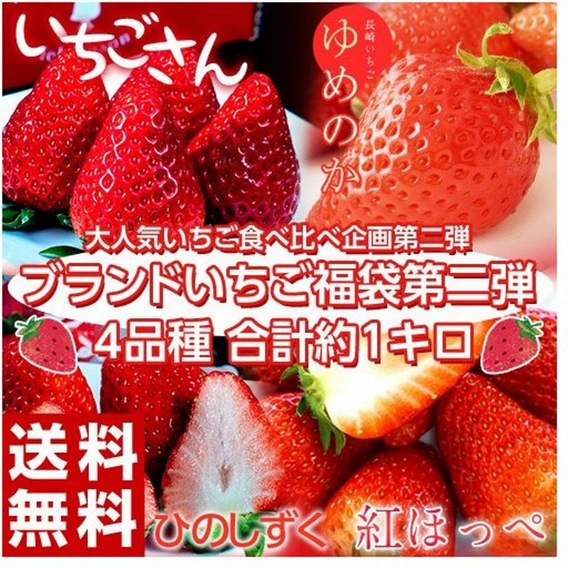 いちご イチゴ 苺 ブランドいちご福袋 第二弾 4品種 合計約1キロ 佐賀県産 いちごさん 長崎県 ゆめのか 熊本県 ひのしずく 静岡県 紅ほっぺ 送料無料 通販 Lineポイント最大0 5 Get Lineショッピング