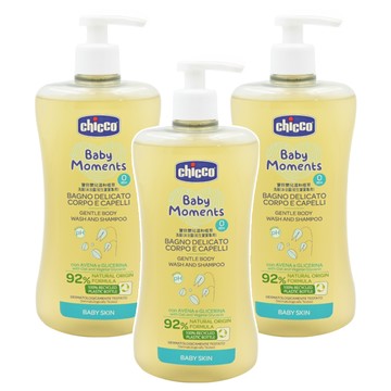 chicco 寶貝嬰兒溫和植萃洗髮 沐浴露 初生寶寶專用  500ml  3瓶