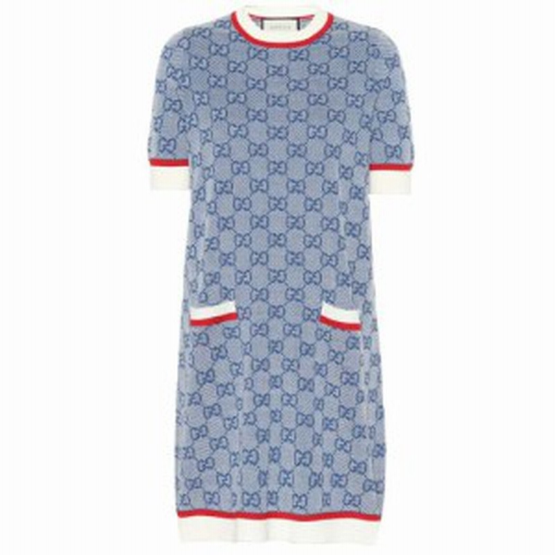 グッチ Gucci レディース ワンピース ワンピース ドレス Gg Wool And Cotton Knit Dress Blue 通販 Lineポイント最大1 0 Get Lineショッピング