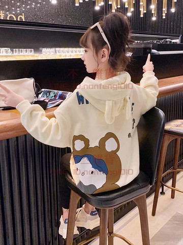 女童衛衣 秋冬兒童連帽外套 洋氣女孩春秋加厚秋裝上衣【不二雜貨】