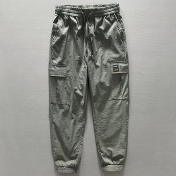 春夏男休閑九分褲薄款便單束腳工裝褲青年運動哈倫褲親膚外搭長褲