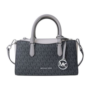 MICHAEL KORS 防刮PVC LOGO 拼接皮革兩用包(米白x黑)小款
