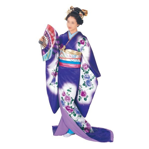 日本舞踊 舞台衣装 振り袖 青紫色-