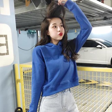 連帽春季衛衣女寬松bf慵懶風2025新款長袖潮inspolo短款chic港風