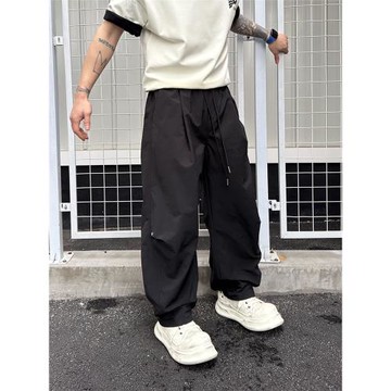 都市機能風.男士清爽微彈春夏款立體彎刀剪裁伐木褲型闊腿休閑褲