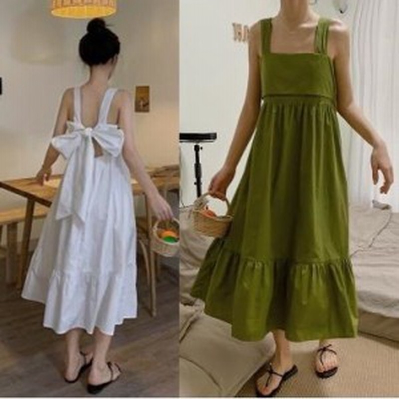 ミモレワンピース レディース 春 夏 ノースリーブ バックリボン ティアードワンピース 背中見せ フェミニン 可愛い リゾート 通販 Lineポイント最大1 0 Get Lineショッピング