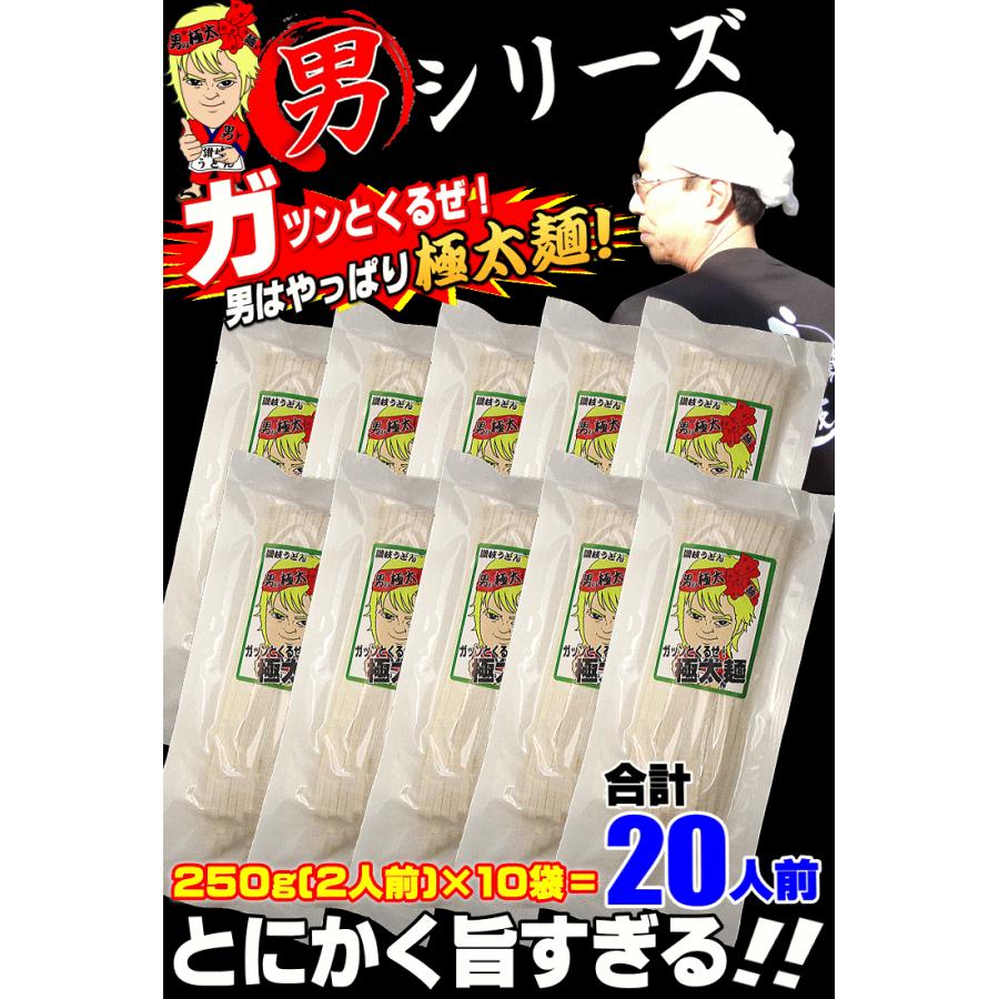 送料無料（北海道・沖縄除く） 男極太讃岐うどん20人前つゆなし又は14人前つゆ有りセット お歳暮 内祝い 贈り物 お返し お見舞い 新築祝い ギフト等におすすめ！