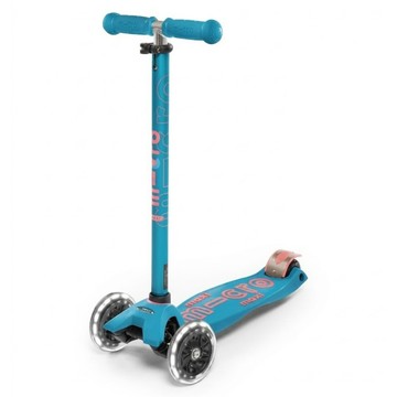 micro scooters maxi Deluxe 閃耀如星 LED輪滑板車 5~12歲適用  土耳其藍  1個  手把高 67~91cm 踏板 33 x 14.2cm