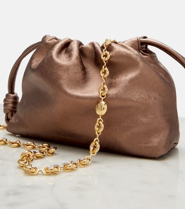 Loewe Flamenco Mini metallic leather clutch