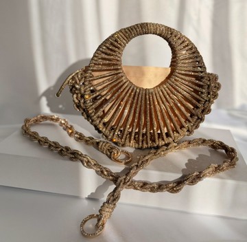 Soleil 金色手工流蘇包・水晶亮片肩背包