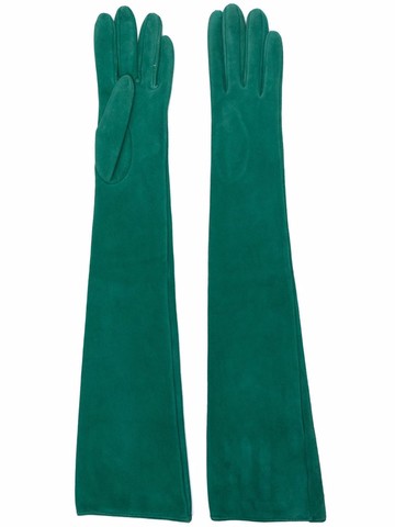 Manokhi - long-length suede gloves - women - Suede - 7 - Green