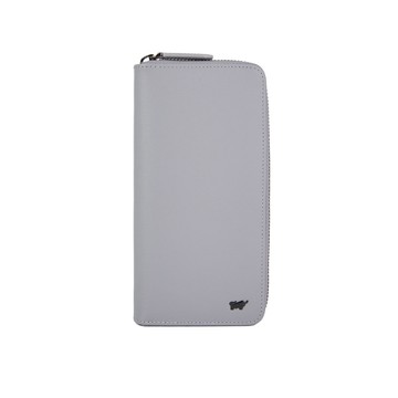 BRAUN BUFFEL 台灣總代理 維克多-E 8卡拉鍊長夾-石灰白/BF570-601-CGY