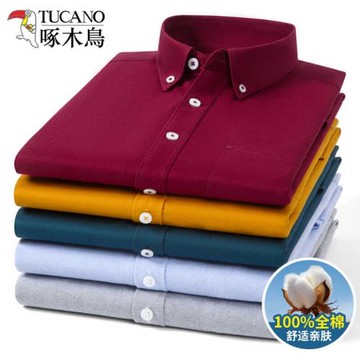 啄木鳥純棉墨綠色士大碼墨綠色春秋季格子修身酒紅色休閑寬松上衣